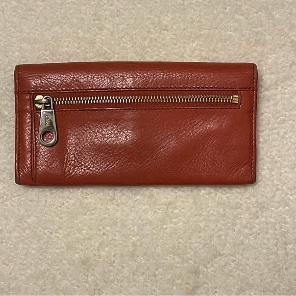 Authentic Chloe Leather Bow Wallet Persimmon (Orange-Red) - Picture 2 of 13